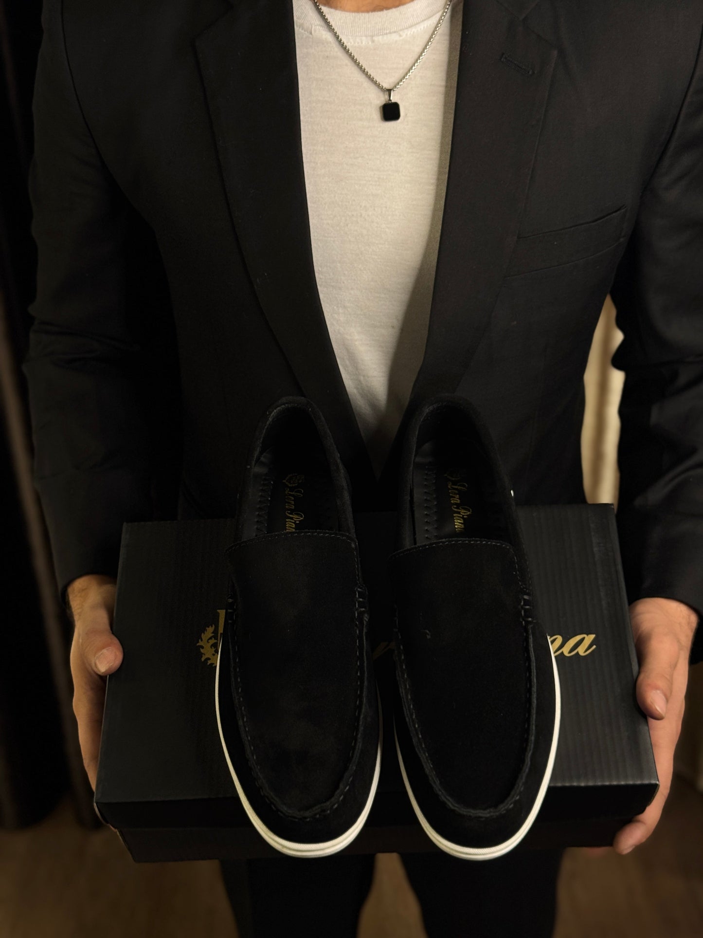 OLD MONEY SUEDE LEATHER LOAFERS SHOES - JET BLACK