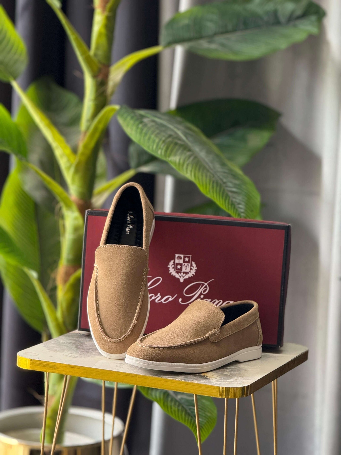 OLD MONEY SUEDE LEATHER LOAFERS SHOES - SKIN BROWN